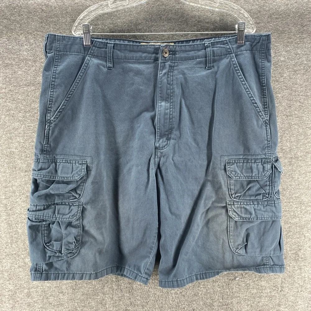 Wrangler Authentics Cargo Shorts Mens 38 Navy Blue Cotton Relaxed Fit ZM6BSM2